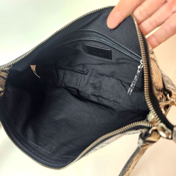 J Jill Leather Crescent Snakeskin Embossed Pattern  Shoulder Bag 12x3.5x4 - Picture 7 of 10